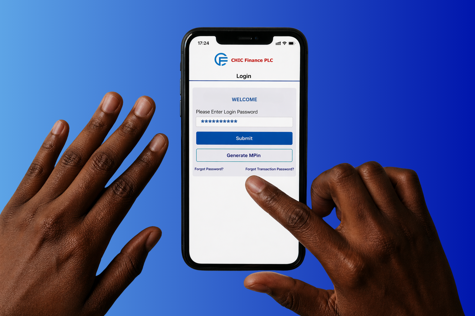 CHIC FINANCE mobile banking app interface